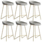 Modern Backrest Armless Counter Stool Iron Bar Stool with Leather Cushion Gold Gray 6 Piece Set Clearhalo 'Bar Furniture' 'Bar Stools' 'bar_stools' 'furn' 'furn_bar_stools' 'Furniture' 'Kitchen & Dining Furniture' 5255558