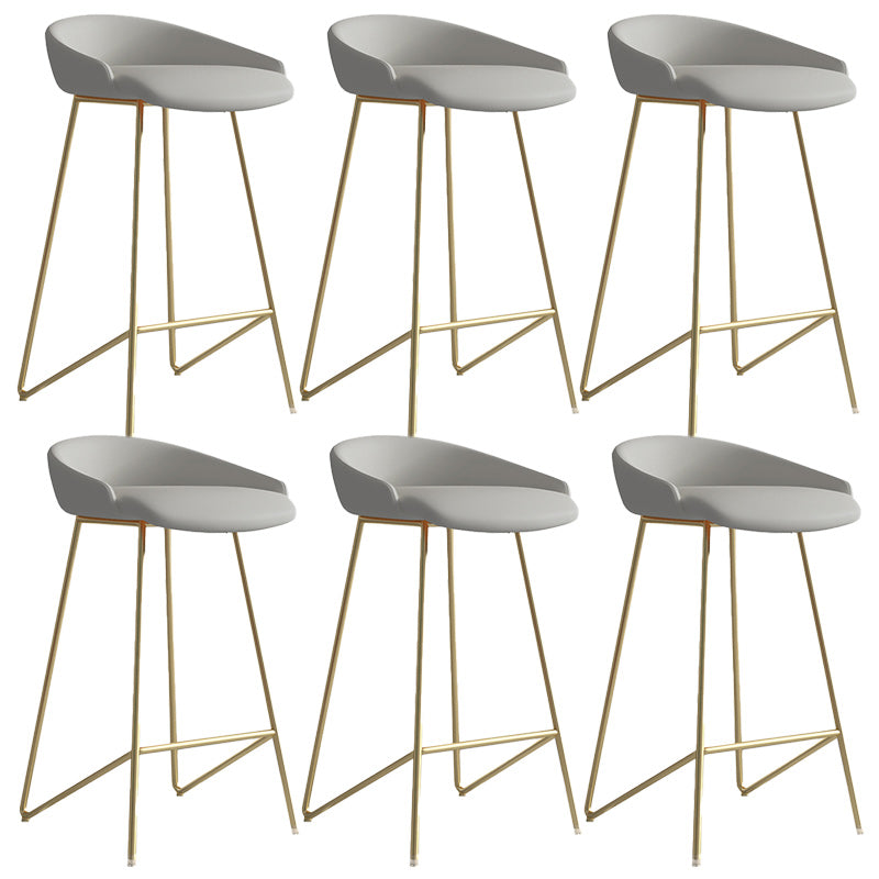 Modern Backrest Armless Counter Stool Iron Bar Stool with Leather Cushion Gold Gray 6 Piece Set Clearhalo 'Bar Furniture' 'Bar Stools' 'bar_stools' 'furn' 'furn_bar_stools' 'Furniture' 'Kitchen & Dining Furniture' 5255558