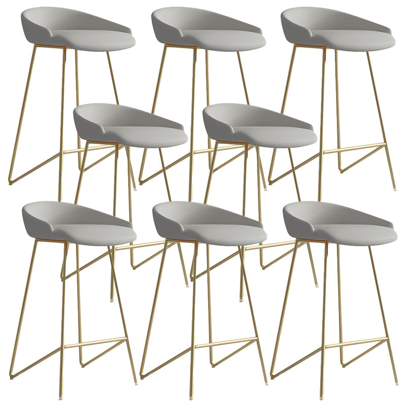 Modern Backrest Armless Counter Stool Iron Bar Stool with Leather Cushion Gold Gray 8 Piece Set Clearhalo 'Bar Furniture' 'Bar Stools' 'bar_stools' 'furn' 'furn_bar_stools' 'Furniture' 'Kitchen & Dining Furniture' 5255559