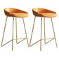 Modern Backrest Armless Counter Stool Iron Bar Stool with Leather Cushion Gold Orange 2 Piece Set Clearhalo 'Bar Furniture' 'Bar Stools' 'bar_stools' 'furn' 'furn_bar_stools' 'Furniture' 'Kitchen & Dining Furniture' 5255560