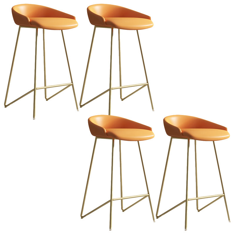 Modern Backrest Armless Counter Stool Iron Bar Stool with Leather Cushion Gold Orange 4 Piece Set Clearhalo 'Bar Furniture' 'Bar Stools' 'bar_stools' 'furn' 'furn_bar_stools' 'Furniture' 'Kitchen & Dining Furniture' 5255561