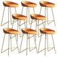 Modern Backrest Armless Counter Stool Iron Bar Stool with Leather Cushion Gold Orange 8 Piece Set Clearhalo 'Bar Furniture' 'Bar Stools' 'bar_stools' 'furn' 'furn_bar_stools' 'Furniture' 'Kitchen & Dining Furniture' 5255563
