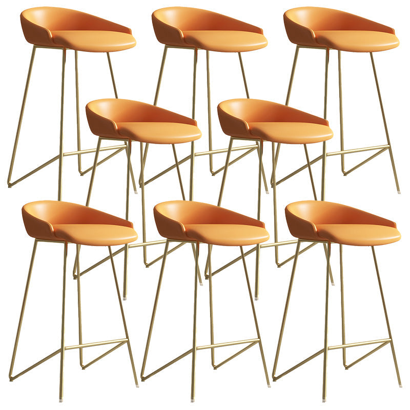 Modern Backrest Armless Counter Stool Iron Bar Stool with Leather Cushion Gold Orange 8 Piece Set Clearhalo 'Bar Furniture' 'Bar Stools' 'bar_stools' 'furn' 'furn_bar_stools' 'Furniture' 'Kitchen & Dining Furniture' 5255563