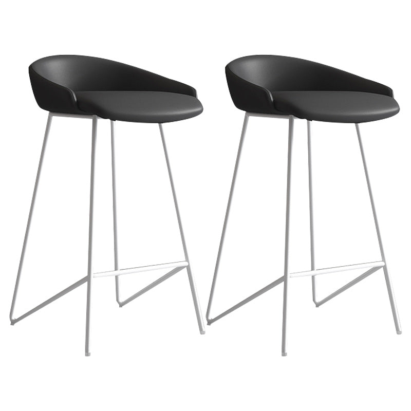 Modern Backrest Armless Counter Stool Iron Bar Stool with Leather Cushion White Black 2 Piece Set Clearhalo 'Bar Furniture' 'Bar Stools' 'bar_stools' 'furn' 'furn_bar_stools' 'Furniture' 'Kitchen & Dining Furniture' 5255564