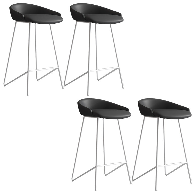 Modern Backrest Armless Counter Stool Iron Bar Stool with Leather Cushion White Black 4 Piece Set Clearhalo 'Bar Furniture' 'Bar Stools' 'bar_stools' 'furn' 'furn_bar_stools' 'Furniture' 'Kitchen & Dining Furniture' 5255565