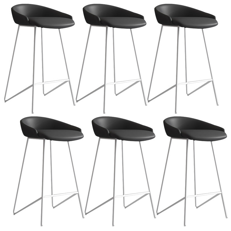 Modern Backrest Armless Counter Stool Iron Bar Stool with Leather Cushion White Black 6 Piece Set Clearhalo 'Bar Furniture' 'Bar Stools' 'bar_stools' 'furn' 'furn_bar_stools' 'Furniture' 'Kitchen & Dining Furniture' 5255566