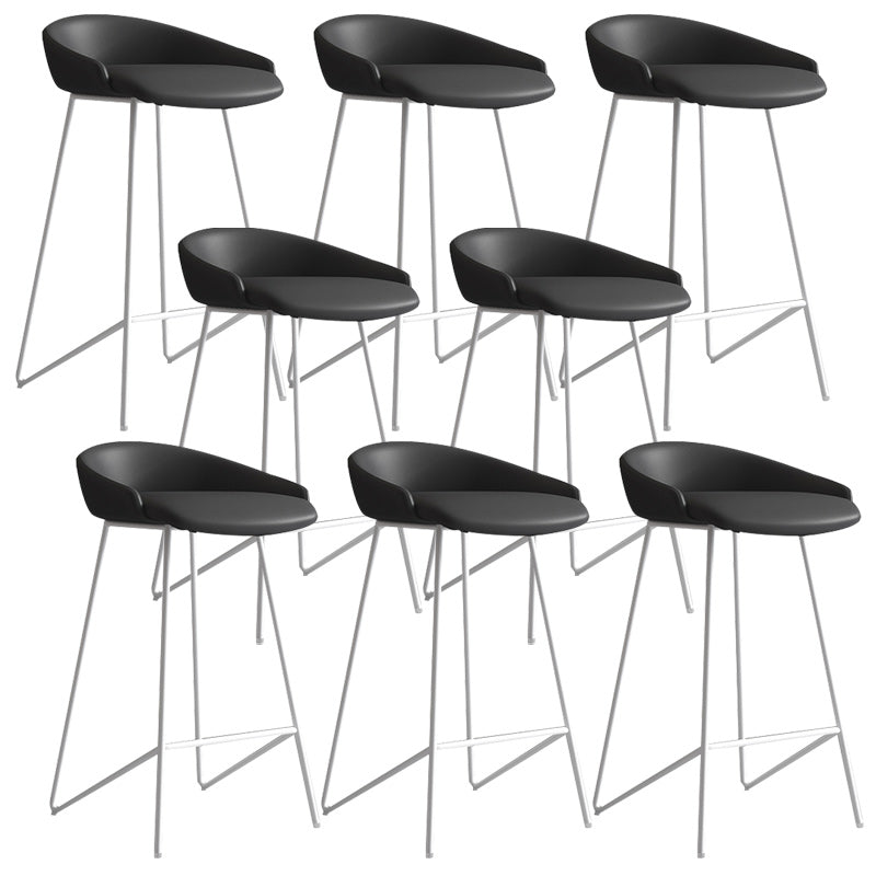 Modern Backrest Armless Counter Stool Iron Bar Stool with Leather Cushion White Black 8 Piece Set Clearhalo 'Bar Furniture' 'Bar Stools' 'bar_stools' 'furn' 'furn_bar_stools' 'Furniture' 'Kitchen & Dining Furniture' 5255567