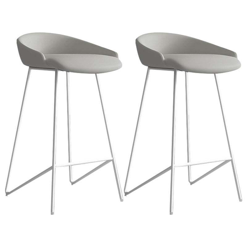Modern Backrest Armless Counter Stool Iron Bar Stool with Leather Cushion White Gray 2 Piece Set Clearhalo 'Bar Furniture' 'Bar Stools' 'bar_stools' 'furn' 'furn_bar_stools' 'Furniture' 'Kitchen & Dining Furniture' 5255568