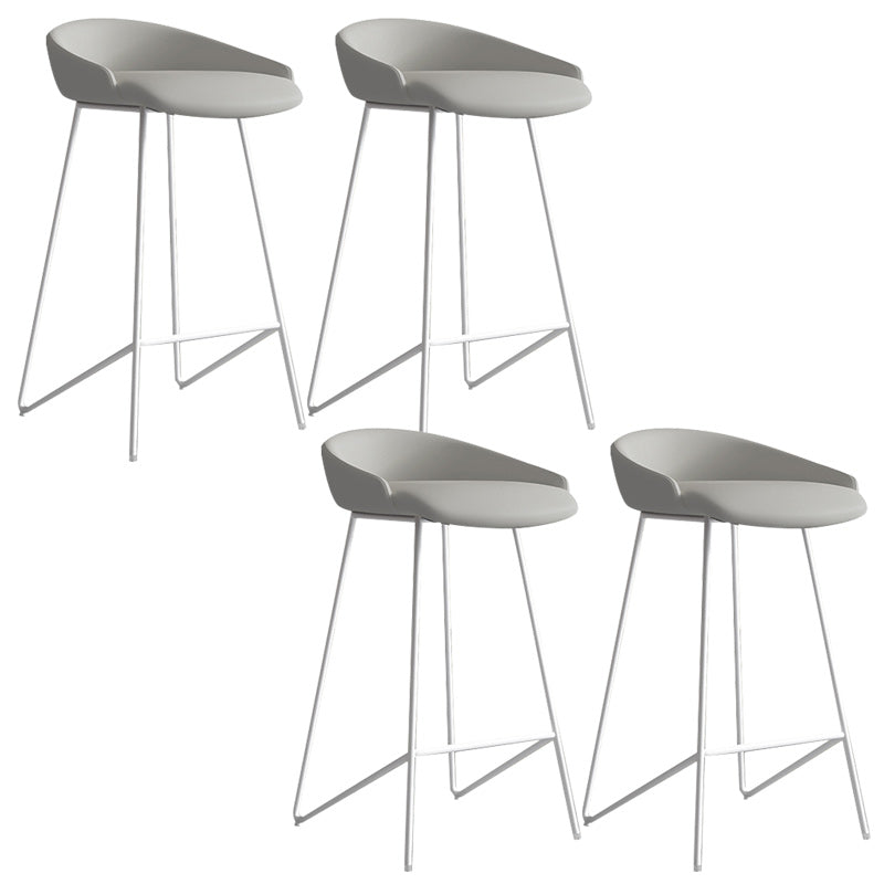 Modern Backrest Armless Counter Stool Iron Bar Stool with Leather Cushion White Gray 4 Piece Set Clearhalo 'Bar Furniture' 'Bar Stools' 'bar_stools' 'furn' 'furn_bar_stools' 'Furniture' 'Kitchen & Dining Furniture' 5255569