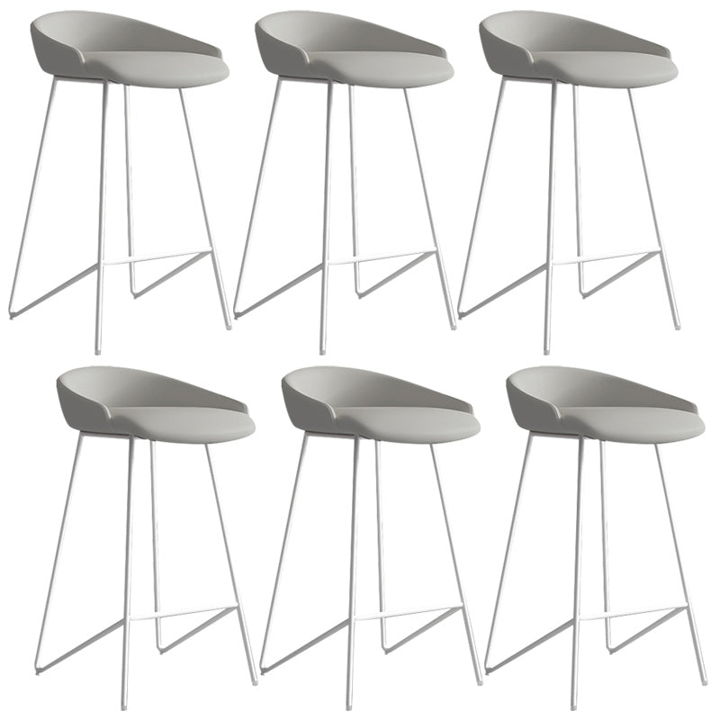 Modern Backrest Armless Counter Stool Iron Bar Stool with Leather Cushion White Gray 6 Piece Set Clearhalo 'Bar Furniture' 'Bar Stools' 'bar_stools' 'furn' 'furn_bar_stools' 'Furniture' 'Kitchen & Dining Furniture' 5255570