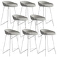 Modern Backrest Armless Counter Stool Iron Bar Stool with Leather Cushion White Gray 8 Piece Set Clearhalo 'Bar Furniture' 'Bar Stools' 'bar_stools' 'furn' 'furn_bar_stools' 'Furniture' 'Kitchen & Dining Furniture' 5255571