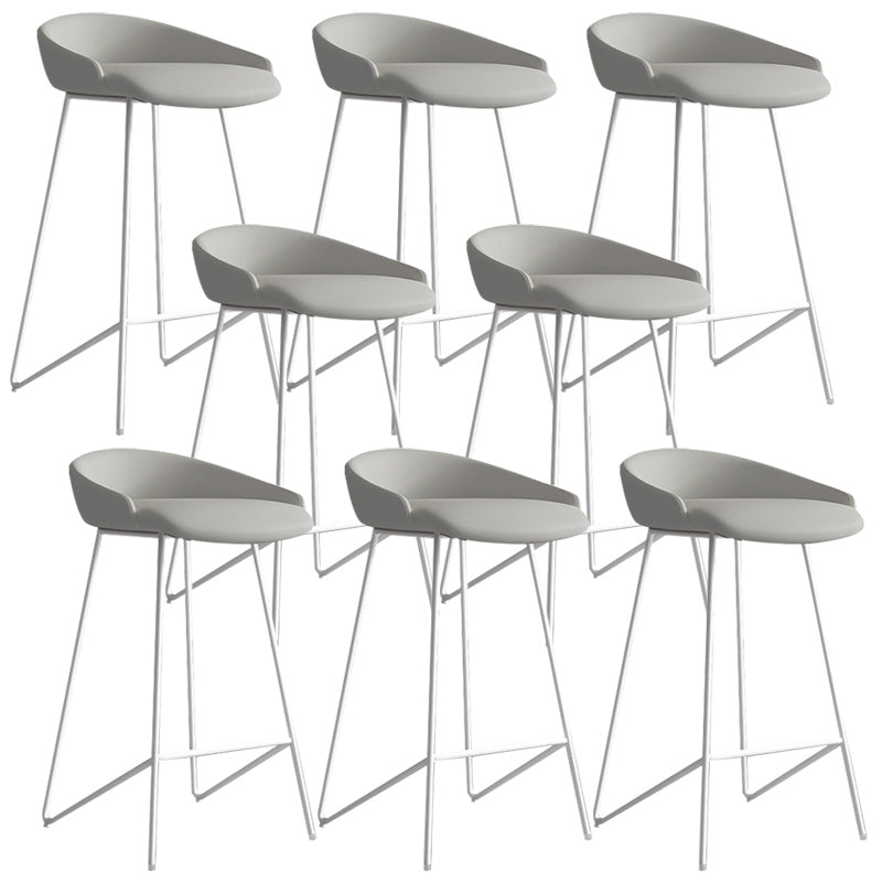 Modern Backrest Armless Counter Stool Iron Bar Stool with Leather Cushion White Gray 8 Piece Set Clearhalo 'Bar Furniture' 'Bar Stools' 'bar_stools' 'furn' 'furn_bar_stools' 'Furniture' 'Kitchen & Dining Furniture' 5255571