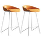 Modern Backrest Armless Counter Stool Iron Bar Stool with Leather Cushion White Orange 2 Piece Set Clearhalo 'Bar Furniture' 'Bar Stools' 'bar_stools' 'furn' 'furn_bar_stools' 'Furniture' 'Kitchen & Dining Furniture' 5255572