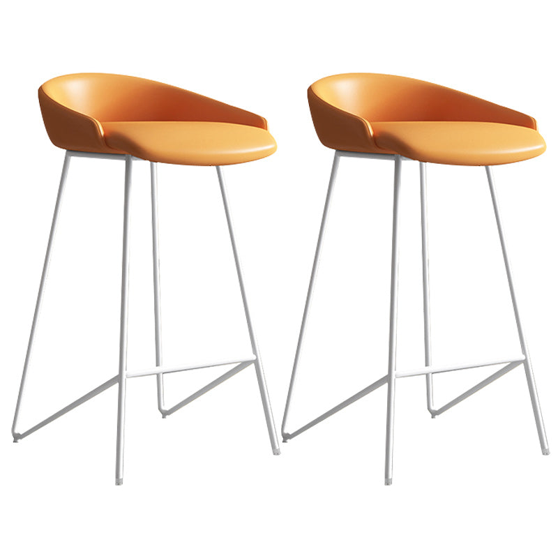 Modern Backrest Armless Counter Stool Iron Bar Stool with Leather Cushion White Orange 2 Piece Set Clearhalo 'Bar Furniture' 'Bar Stools' 'bar_stools' 'furn' 'furn_bar_stools' 'Furniture' 'Kitchen & Dining Furniture' 5255572