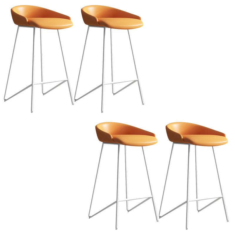 Modern Backrest Armless Counter Stool Iron Bar Stool with Leather Cushion White Orange 4 Piece Set Clearhalo 'Bar Furniture' 'Bar Stools' 'bar_stools' 'furn' 'furn_bar_stools' 'Furniture' 'Kitchen & Dining Furniture' 5255573