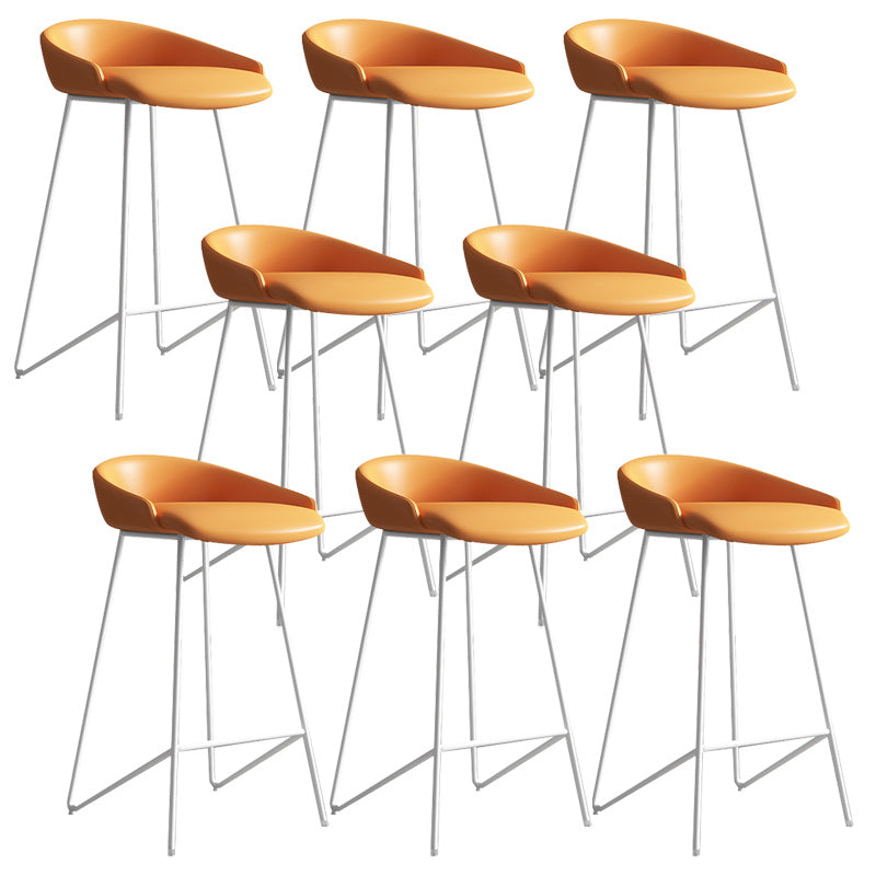 Modern Backrest Armless Counter Stool Iron Bar Stool with Leather Cushion White Orange 8 Piece Set Clearhalo 'Bar Furniture' 'Bar Stools' 'bar_stools' 'furn' 'furn_bar_stools' 'Furniture' 'Kitchen & Dining Furniture' 5255575