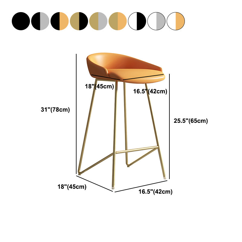 Modern Backrest Armless Counter Stool Iron Bar Stool with Leather Cushion Clearhalo 'Bar Furniture' 'Bar Stools' 'bar_stools' 'furn' 'furn_bar_stools' 'Furniture' 'Kitchen & Dining Furniture' 5255576