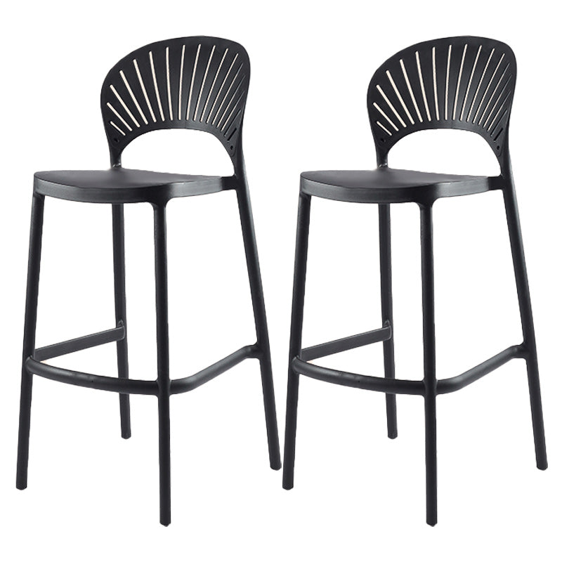 Modern Backrest Armless Counter Stool Plastic Stackable Bar Stool with 4 Legs