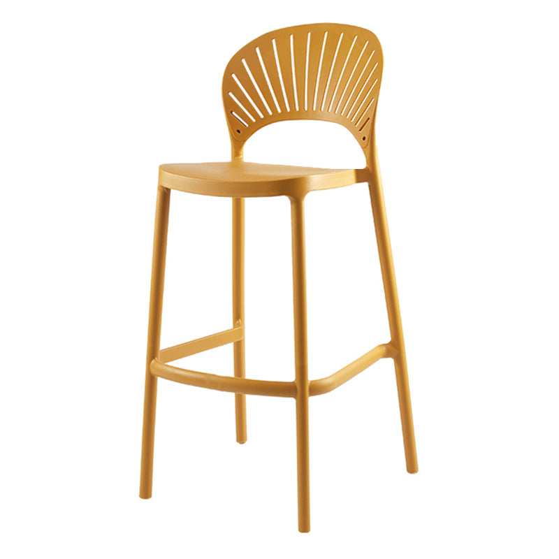 Modern Backrest Armless Counter Stool Plastic Stackable Bar Stool with 4 Legs