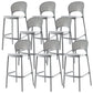 Modern Backrest Armless Counter Stool Plastic Stackable Bar Stool with 4 Legs