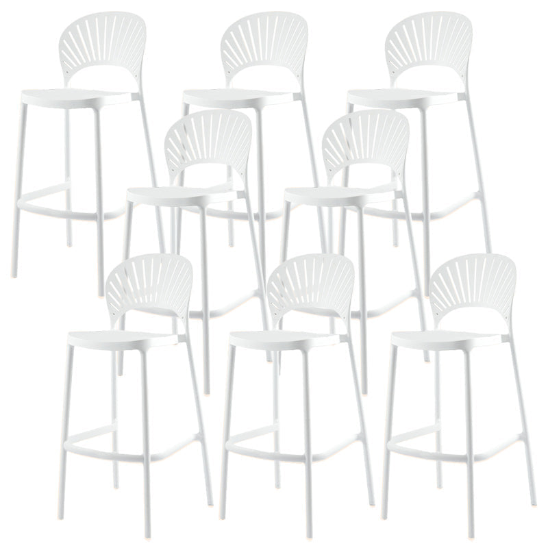 Modern Backrest Armless Counter Stool Plastic Stackable Bar Stool with 4 Legs