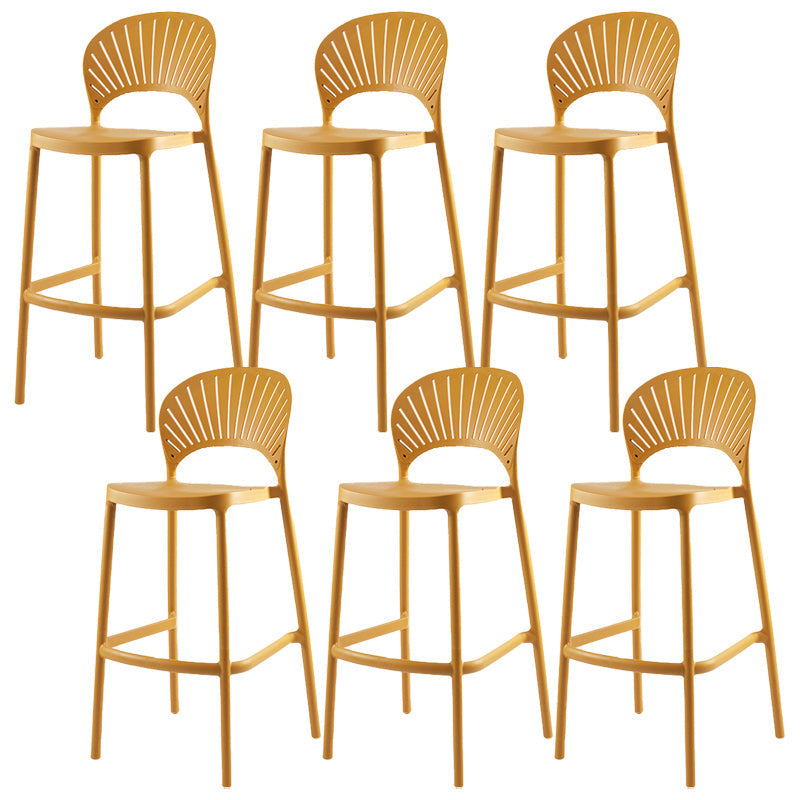 Modern Backrest Armless Counter Stool Plastic Stackable Bar Stool with 4 Legs