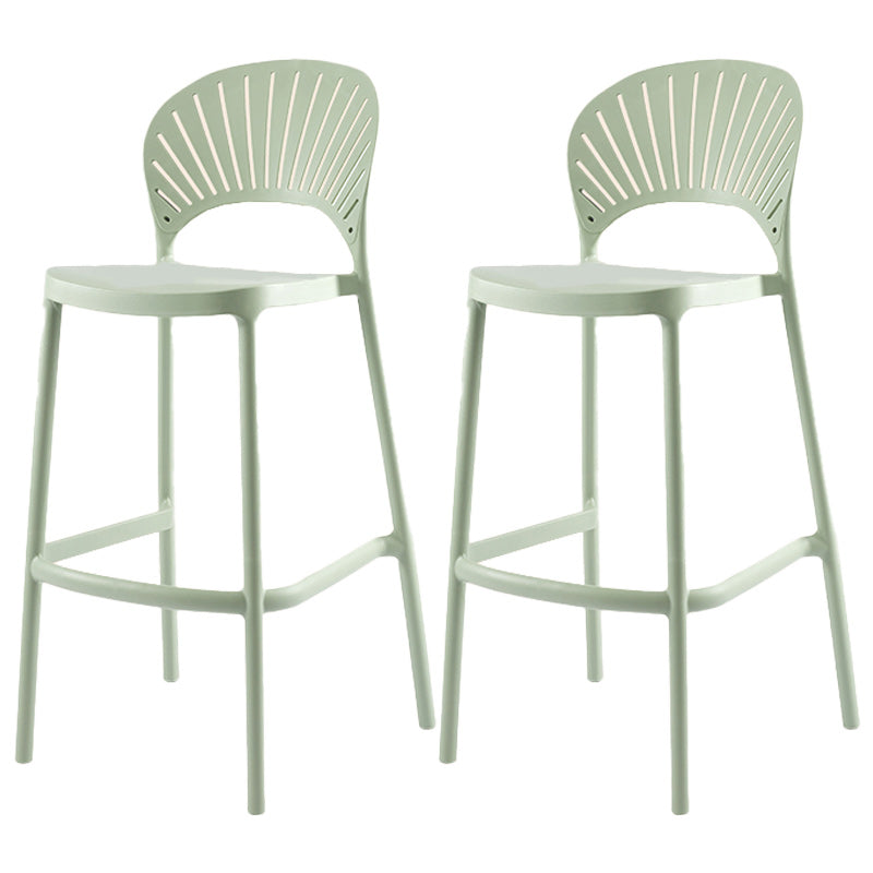 Modern Backrest Armless Counter Stool Plastic Stackable Bar Stool with 4 Legs