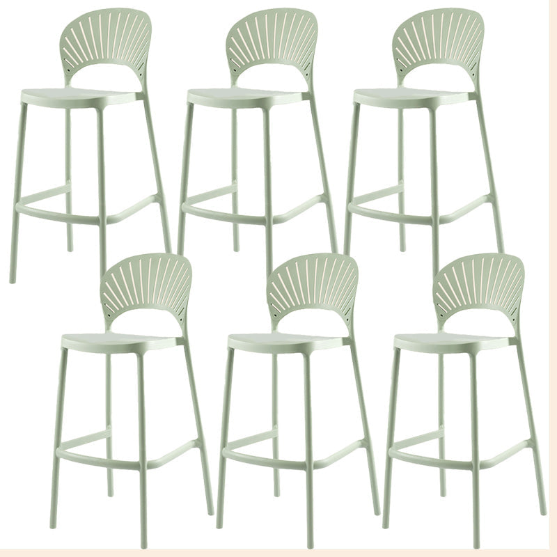 Modern Backrest Armless Counter Stool Plastic Stackable Bar Stool with 4 Legs