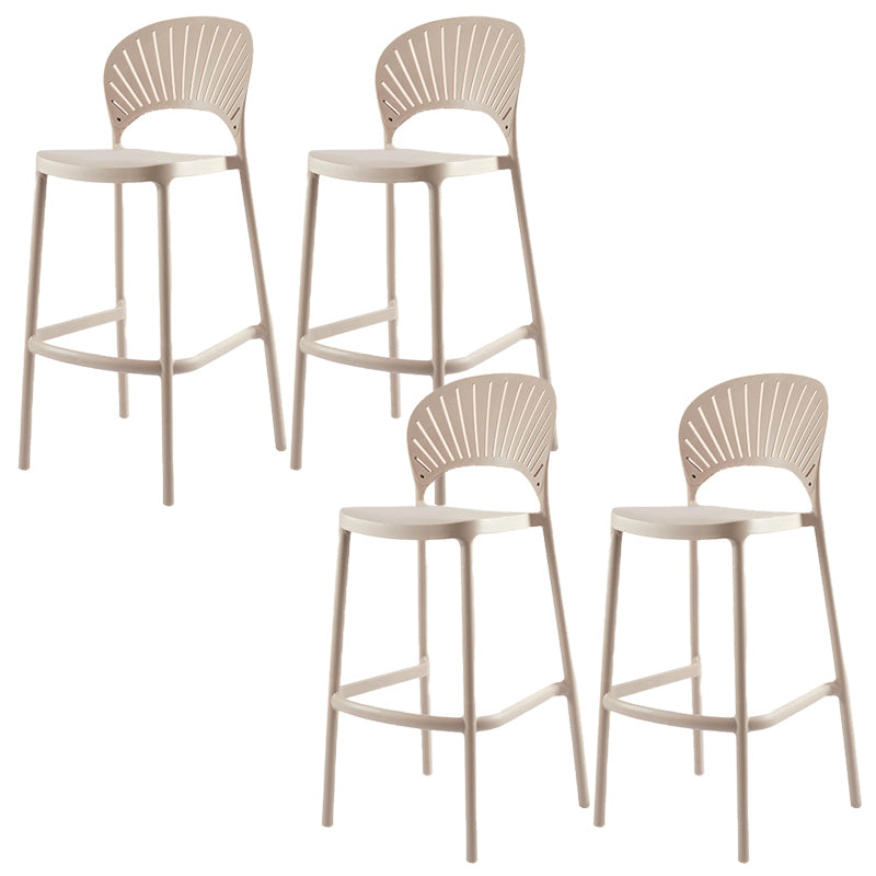 Modern Backrest Armless Counter Stool Plastic Stackable Bar Stool with 4 Legs