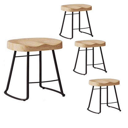 Modern Saddle Seat Bar-stool Solid Wood Counter Bar Stool for Home Black 4 Piece Set Short Stool(18"H) Clearhalo 'Bar Furniture' 'Bar Stools' 'bar_stools' 'furn' 'furn_bar_stools' 'Furniture' 'Kitchen & Dining Furniture' 5255759