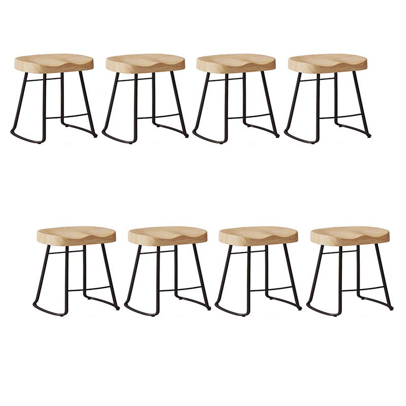 Modern Saddle Seat Bar-stool Solid Wood Counter Bar Stool for Home Black 8 Piece Set Short Stool(18"H) Clearhalo 'Bar Furniture' 'Bar Stools' 'bar_stools' 'furn' 'furn_bar_stools' 'Furniture' 'Kitchen & Dining Furniture' 5255761