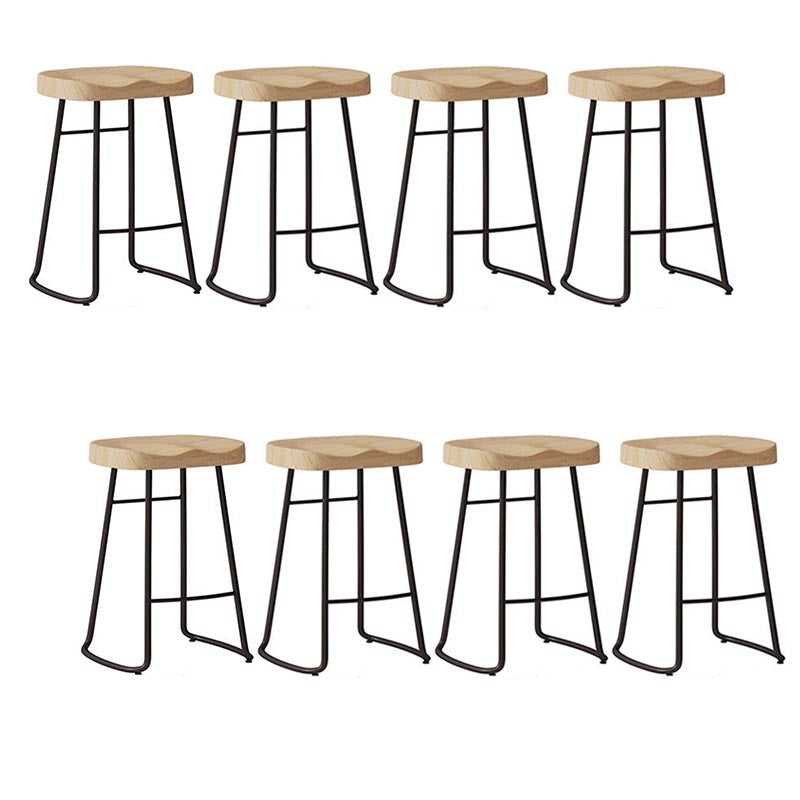 Modern Saddle Seat Bar-stool Solid Wood Counter Bar Stool for Home Black 8 Piece Set Counter Stool(26"H) Clearhalo 'Bar Furniture' 'Bar Stools' 'bar_stools' 'furn' 'furn_bar_stools' 'Furniture' 'Kitchen & Dining Furniture' 5255764