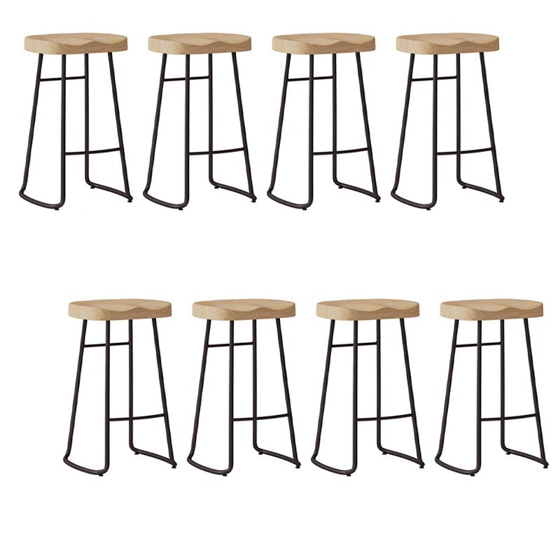 Modern Saddle Seat Bar-stool Solid Wood Counter Bar Stool for Home Black 8 Piece Set Bar Stool(30"H) Clearhalo 'Bar Furniture' 'Bar Stools' 'bar_stools' 'furn' 'furn_bar_stools' 'Furniture' 'Kitchen & Dining Furniture' 5255768