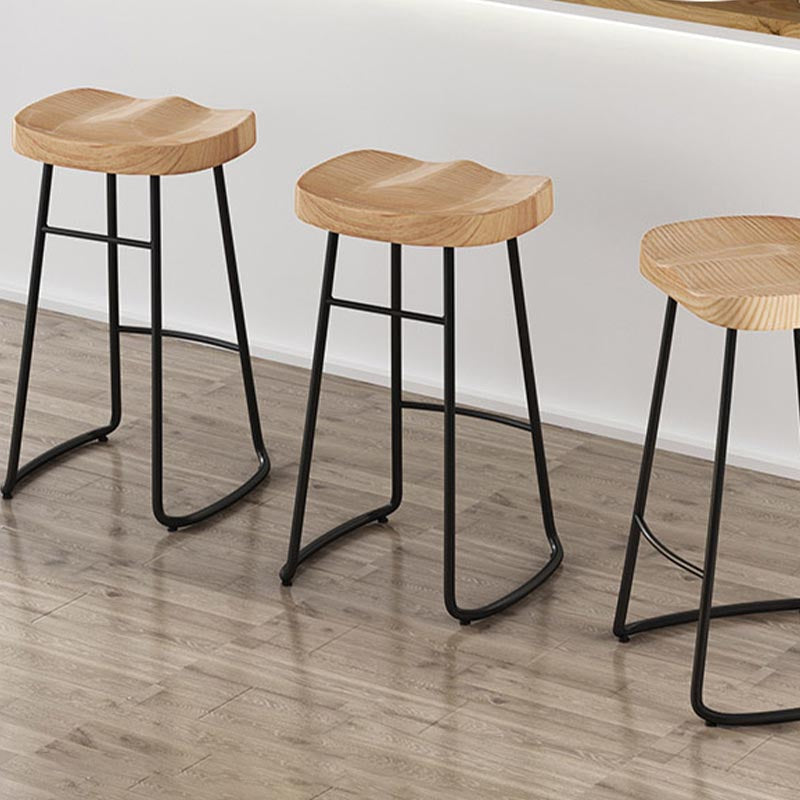 Modern Saddle Seat Bar-stool Solid Wood Counter Bar Stool for Home Clearhalo 'Bar Furniture' 'Bar Stools' 'bar_stools' 'furn' 'furn_bar_stools' 'Furniture' 'Kitchen & Dining Furniture' 5255776