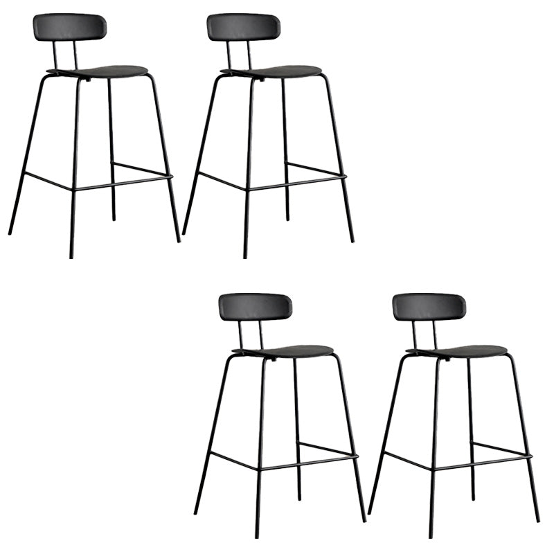Modern Backrest Armless Counter Stool Metal Bar Stool with Plastic Cushion