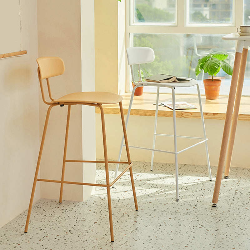 Moderne rugleuning armloze aanrechtkruk metalen barkruk met plastic kussen