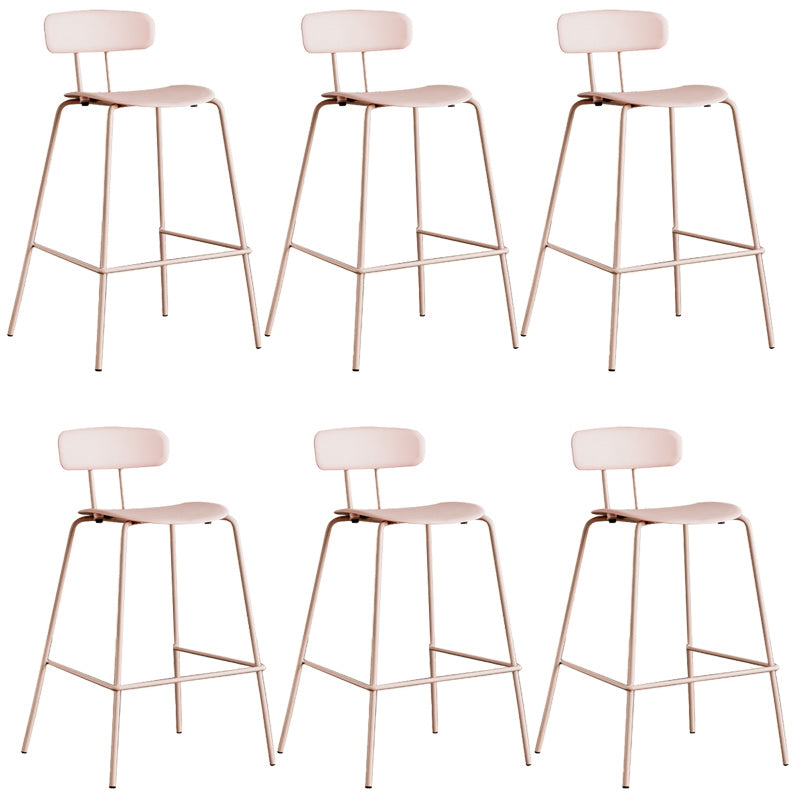 Modern Backrest Armless Counter Stool Metal Bar Stool with Plastic Cushion