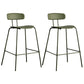 Modern Backrest Armless Counter Stool Metal Bar Stool with Plastic Cushion