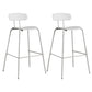 Modern Backrest Armless Counter Stool Metal Bar Stool with Plastic Cushion