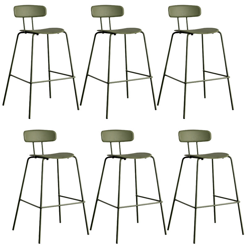 Modern Backrest Armless Counter Stool Metal Bar Stool with Plastic Cushion