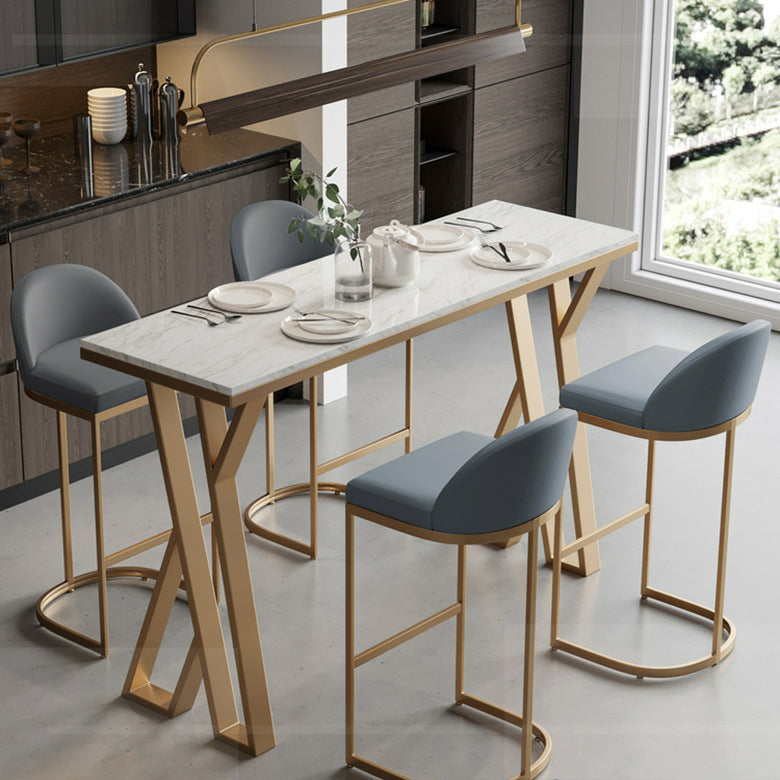 1/5 Pieces Glam Bar Table Set Rectangle Bistro Set with White Faux Marble Top Clearhalo 'Bar Furniture' 'furn' 'furn_home_bar_bar_sets' 'Furniture' 'Home Bars & Bar Sets' 'home_bar_bar_sets' 'Kitchen & Dining Furniture' 5256052