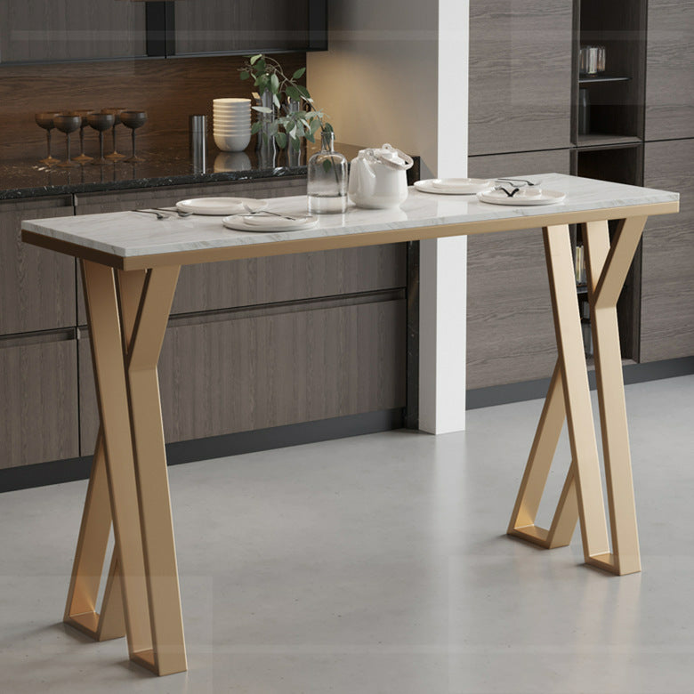 1/5 Pieces Glam Bar Table Set Rectangle Bistro Set with White Faux Marble Top Clearhalo 'Bar Furniture' 'furn' 'furn_home_bar_bar_sets' 'Furniture' 'Home Bars & Bar Sets' 'home_bar_bar_sets' 'Kitchen & Dining Furniture' 5256053