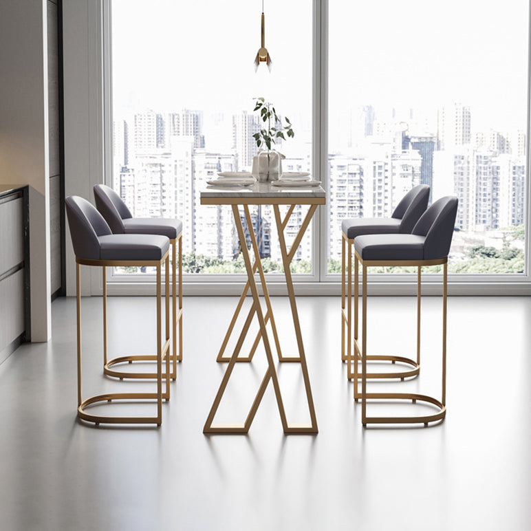 1/5 Pieces Glam Bar Table Set Rectangle Bistro Set with White Faux Marble Top Clearhalo 'Bar Furniture' 'furn' 'furn_home_bar_bar_sets' 'Furniture' 'Home Bars & Bar Sets' 'home_bar_bar_sets' 'Kitchen & Dining Furniture' 5256058