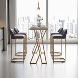 1/5 Pieces Glam Bar Table Set Rectangle Bistro Set with White Faux Marble Top Clearhalo 'Bar Furniture' 'furn' 'furn_home_bar_bar_sets' 'Furniture' 'Home Bars & Bar Sets' 'home_bar_bar_sets' 'Kitchen & Dining Furniture' 5256058