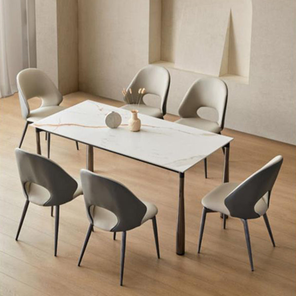 Modern Black Rectangle Dining Table Set 1/4/5/7 Pieces Dinette Set with Sintered Stone Top Clearhalo 'Dining Room Sets' 'Dining Tables & Seating' 'dining_room_set' 'furn' 'furn_dining_room_set' 'Furniture' 'Kitchen & Dining Furniture' 5256077
