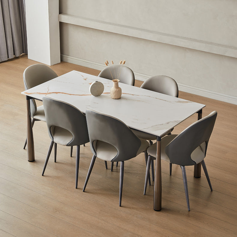 Modern Black Rectangle Dining Table Set 1/4/5/7 Pieces Dinette Set with Sintered Stone Top Clearhalo 'Dining Room Sets' 'Dining Tables & Seating' 'dining_room_set' 'furn' 'furn_dining_room_set' 'Furniture' 'Kitchen & Dining Furniture' 5256078