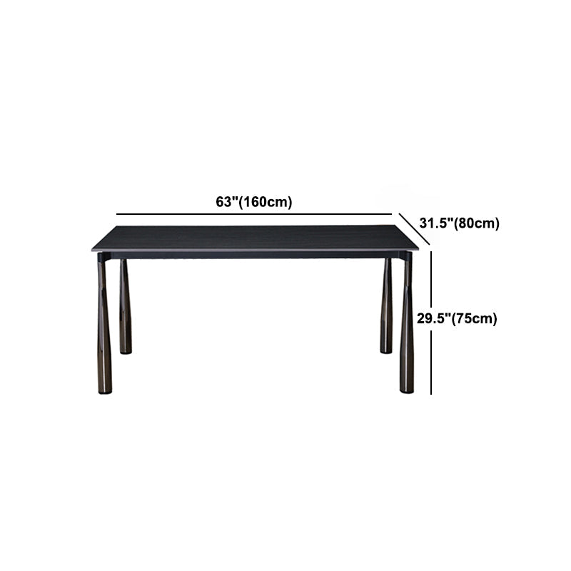 Modern Black Rectangle Dining Table Set 1/4/5/7 Pieces Dinette Set with Sintered Stone Top Clearhalo 'Dining Room Sets' 'Dining Tables & Seating' 'dining_room_set' 'furn' 'furn_dining_room_set' 'Furniture' 'Kitchen & Dining Furniture' 5256080