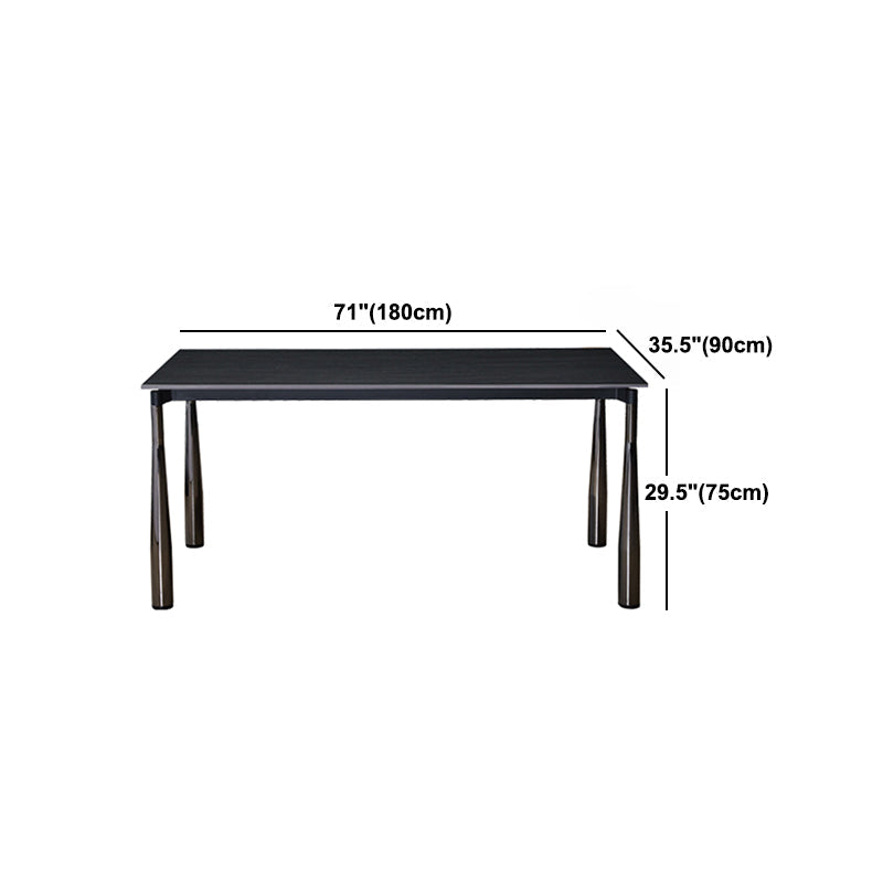 Modern Black Rectangle Dining Table Set 1/4/5/7 Pieces Dinette Set with Sintered Stone Top Clearhalo 'Dining Room Sets' 'Dining Tables & Seating' 'dining_room_set' 'furn' 'furn_dining_room_set' 'Furniture' 'Kitchen & Dining Furniture' 5256081