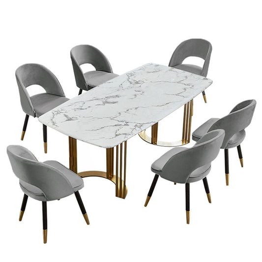 北欧1/2/7/9ピースダイニングセット長方形の石のダイニングテーブルダイニングルーム用