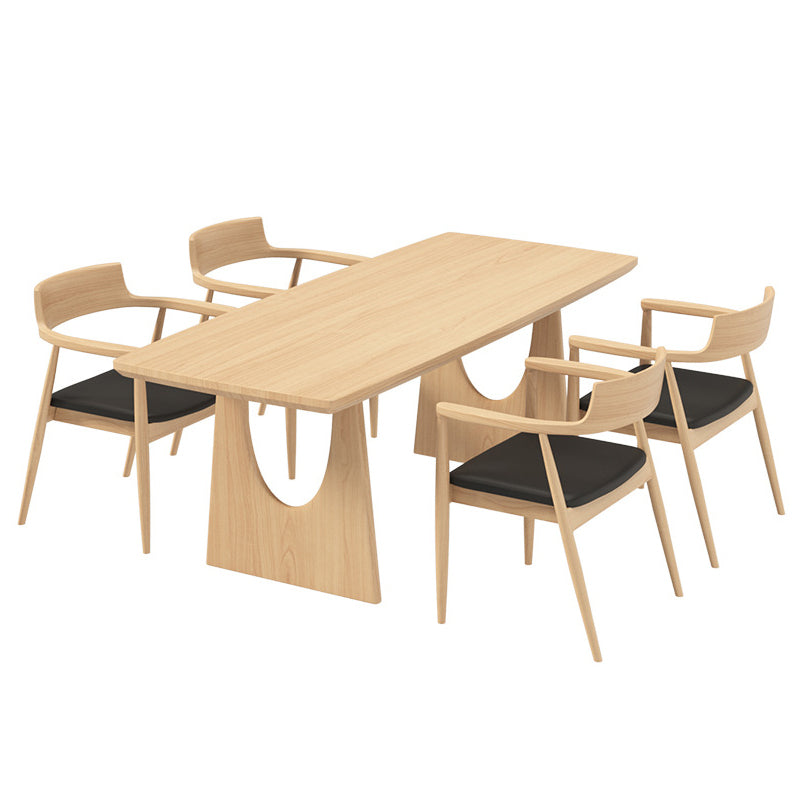 Modern Solid Wood Dining Room Set 1/2/4/5/7 Pieces Pine Dining Room Chair Set 5 Pieces: Table, 4 Chairs Clearhalo 'Dining Room Sets' 'Dining Tables & Seating' 'dining_room_set' 'furn' 'furn_dining_room_set' 'Furniture' 'Kitchen & Dining Furniture' 5256100